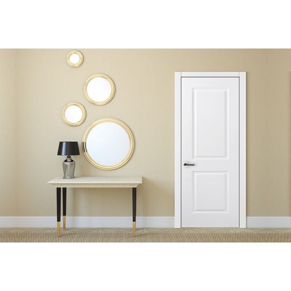 Nova 2 Panel Square Soft White Laminated Traditional interior Door