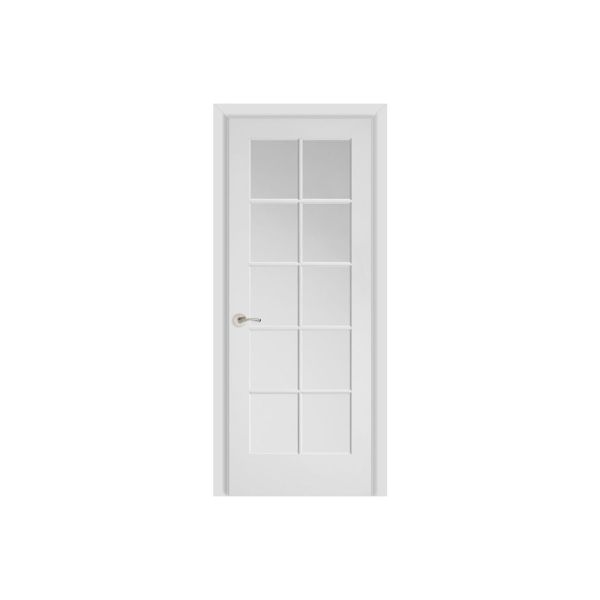 10 Lite Primed Smooth MDF Solid Wood Interior French Doors 6'8 Height Prehung