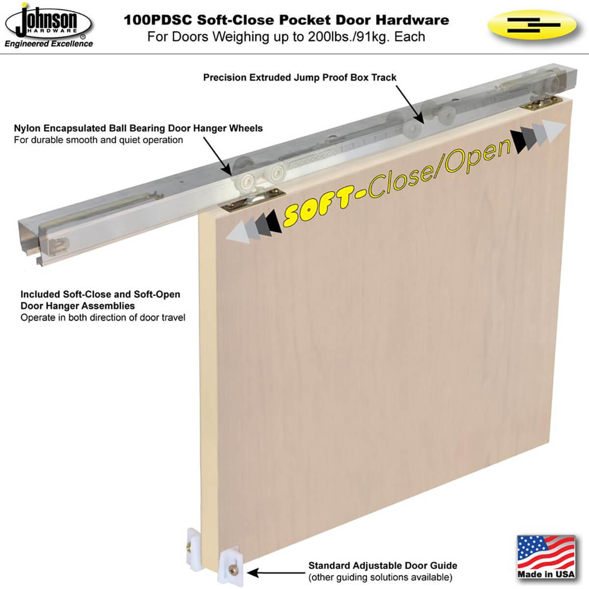 Johnson 100PDSC SoftClose Pocket Door Hardware